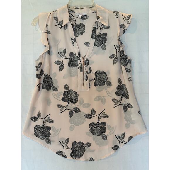 Candie's Women's Pink Floral Sleeveless Blouse - Size S - Picture 1 of 8